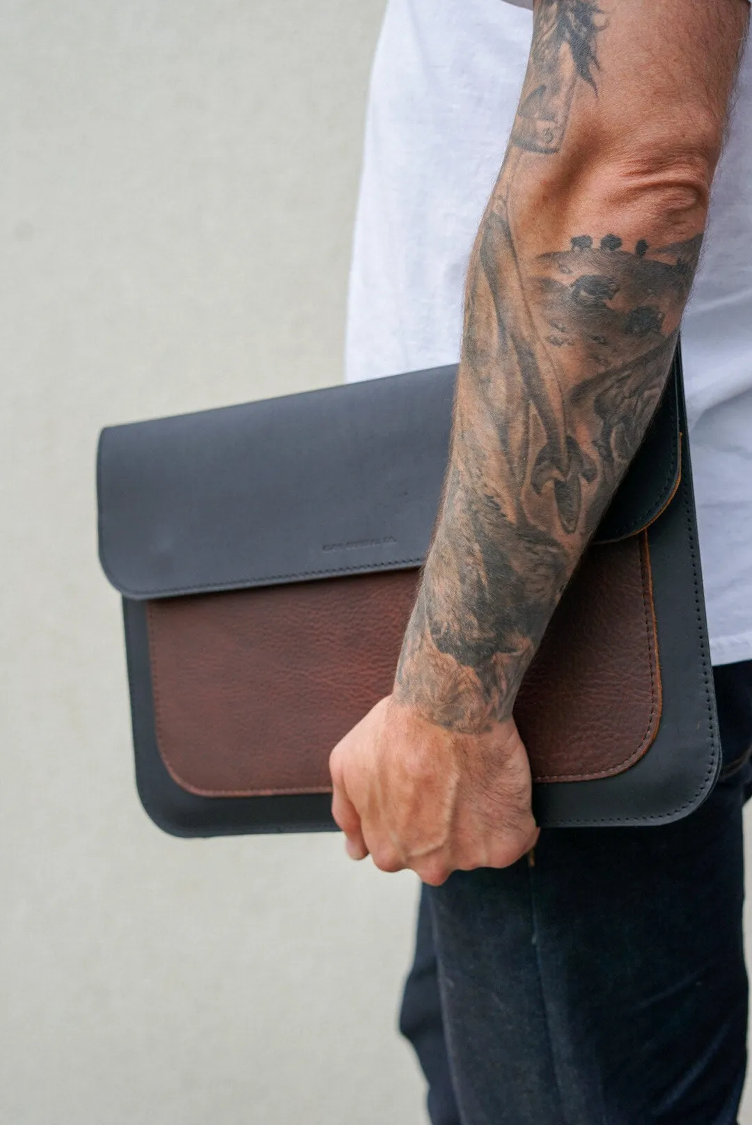 Laptop Sleeve (15" Two Tone: Black   Brown Accents)