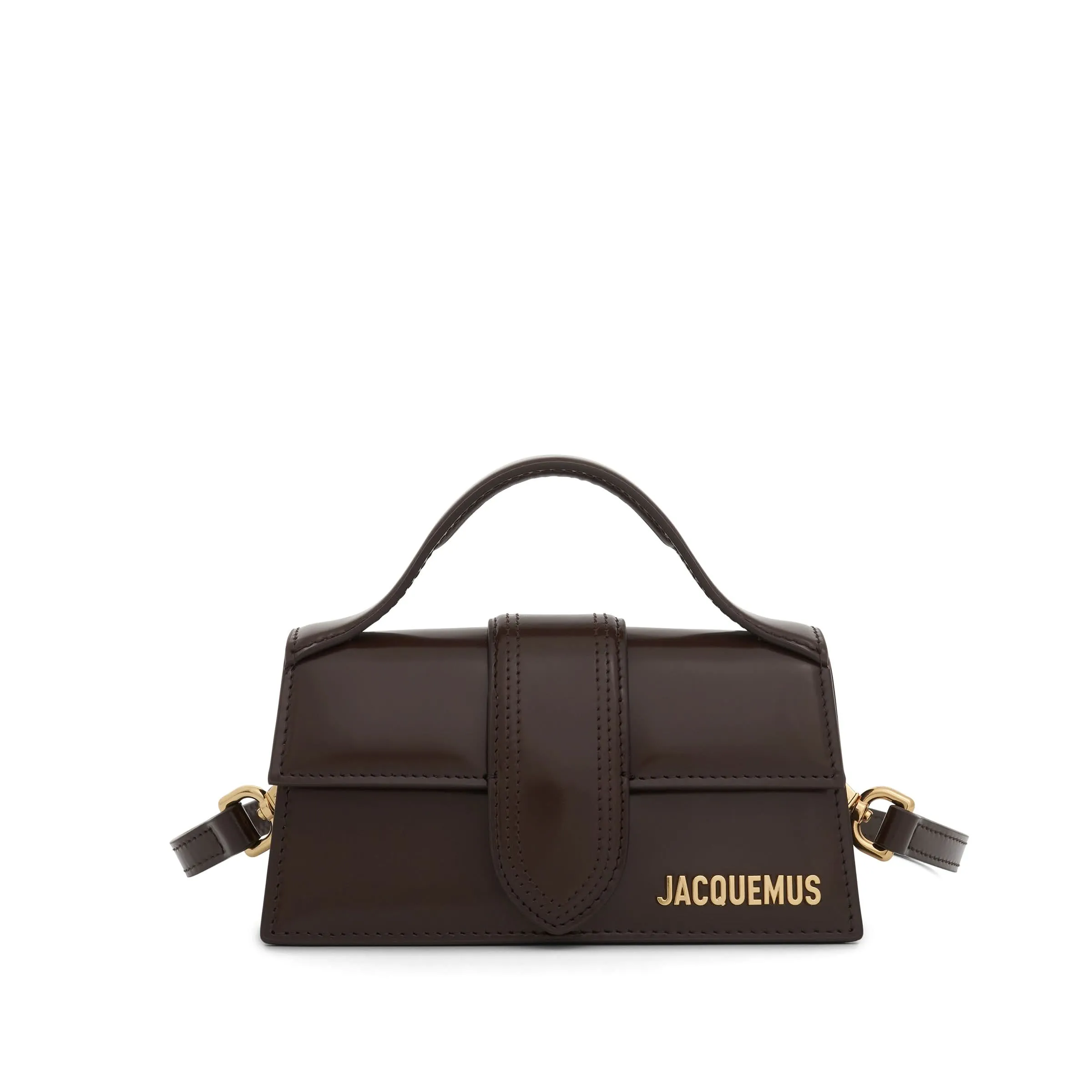 Le Bambino Small Patent Leather Bag in Midnight Brown