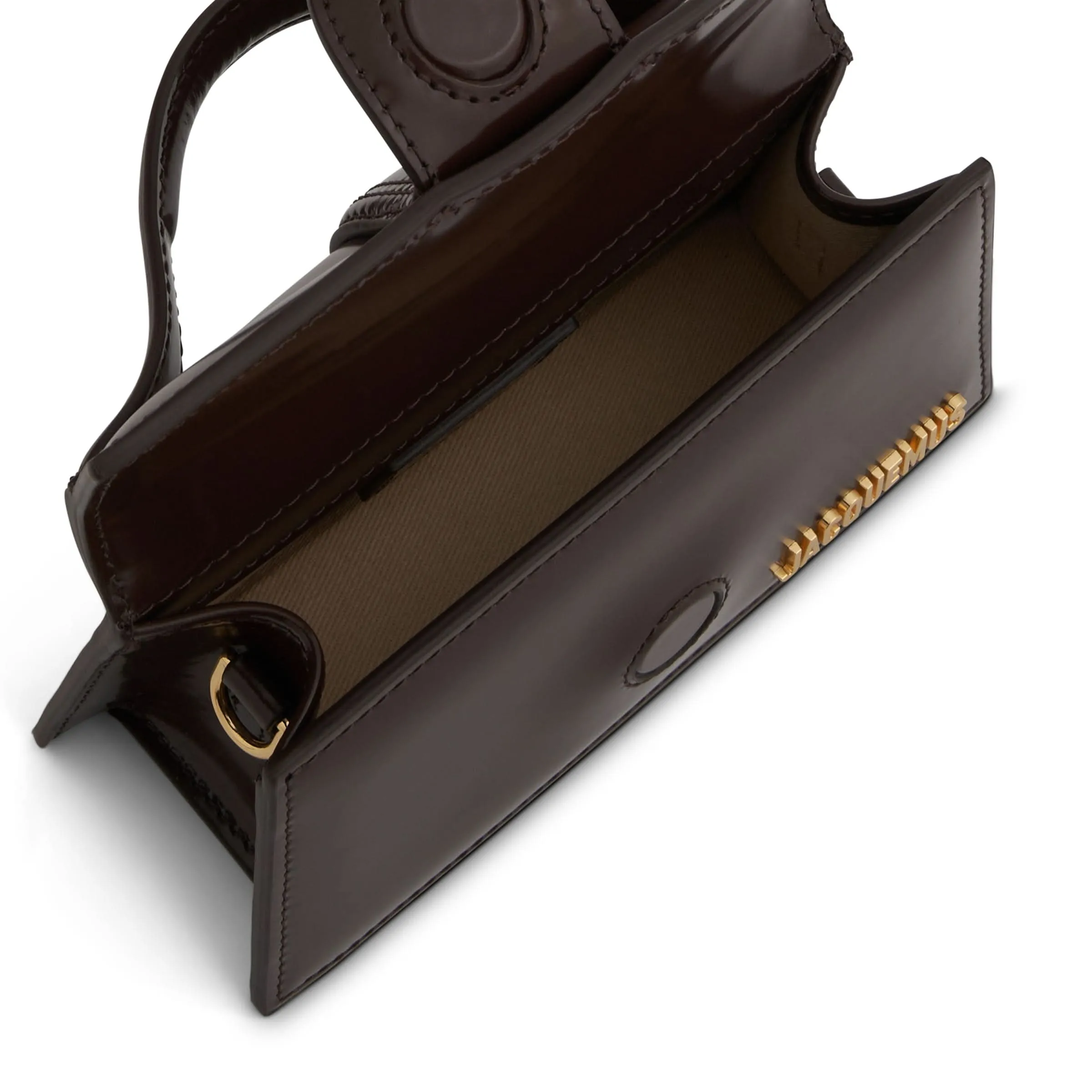 Le Bambino Small Patent Leather Bag in Midnight Brown