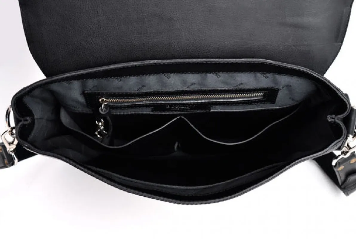 Leather Messenger Bag - Onyx Black