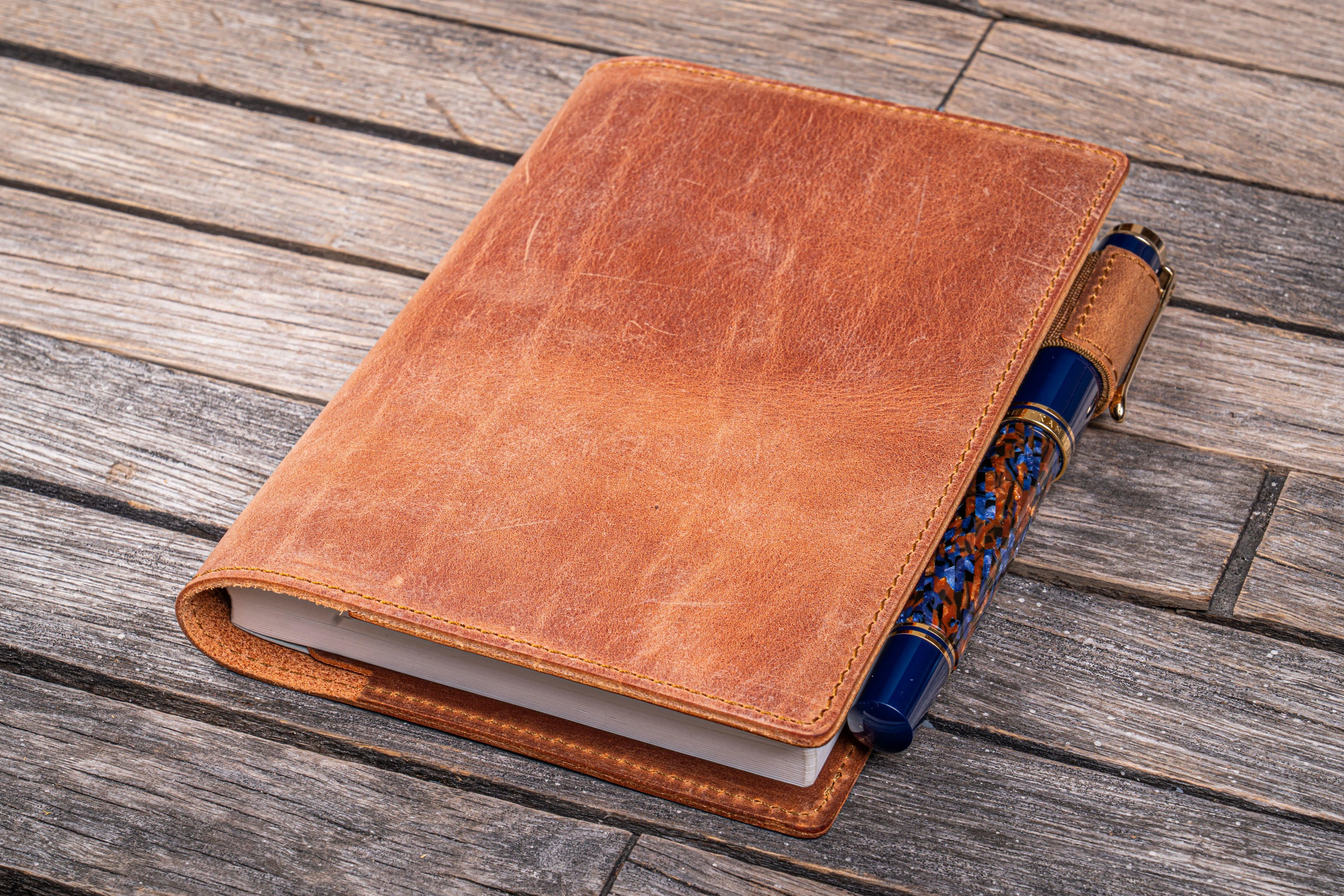 Leather Slim A6 Notebook / Planner Cover - Crazy Horse Tan