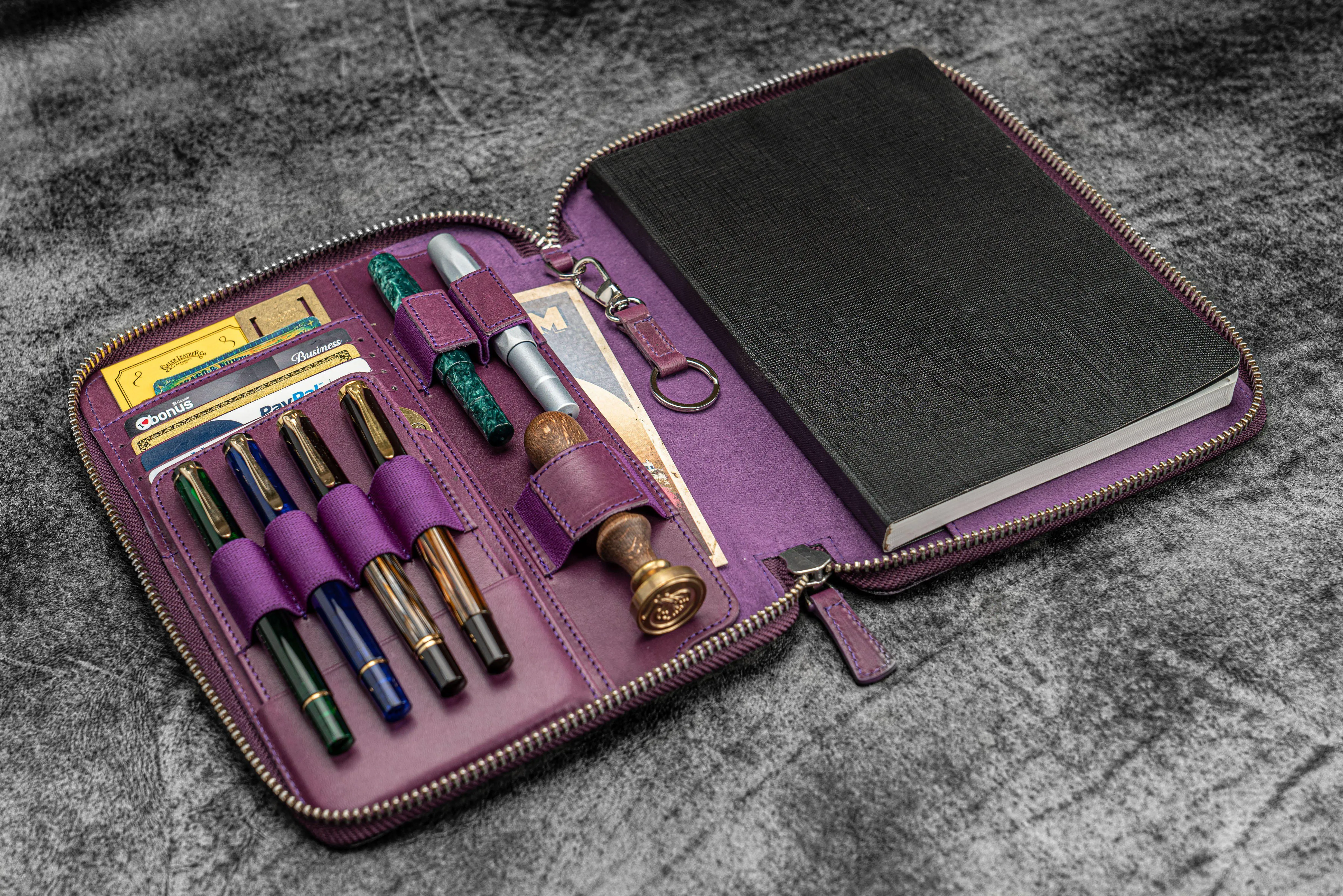 Leather Zippered A5 Leuchtturm1917  Notebook Folio - Purple