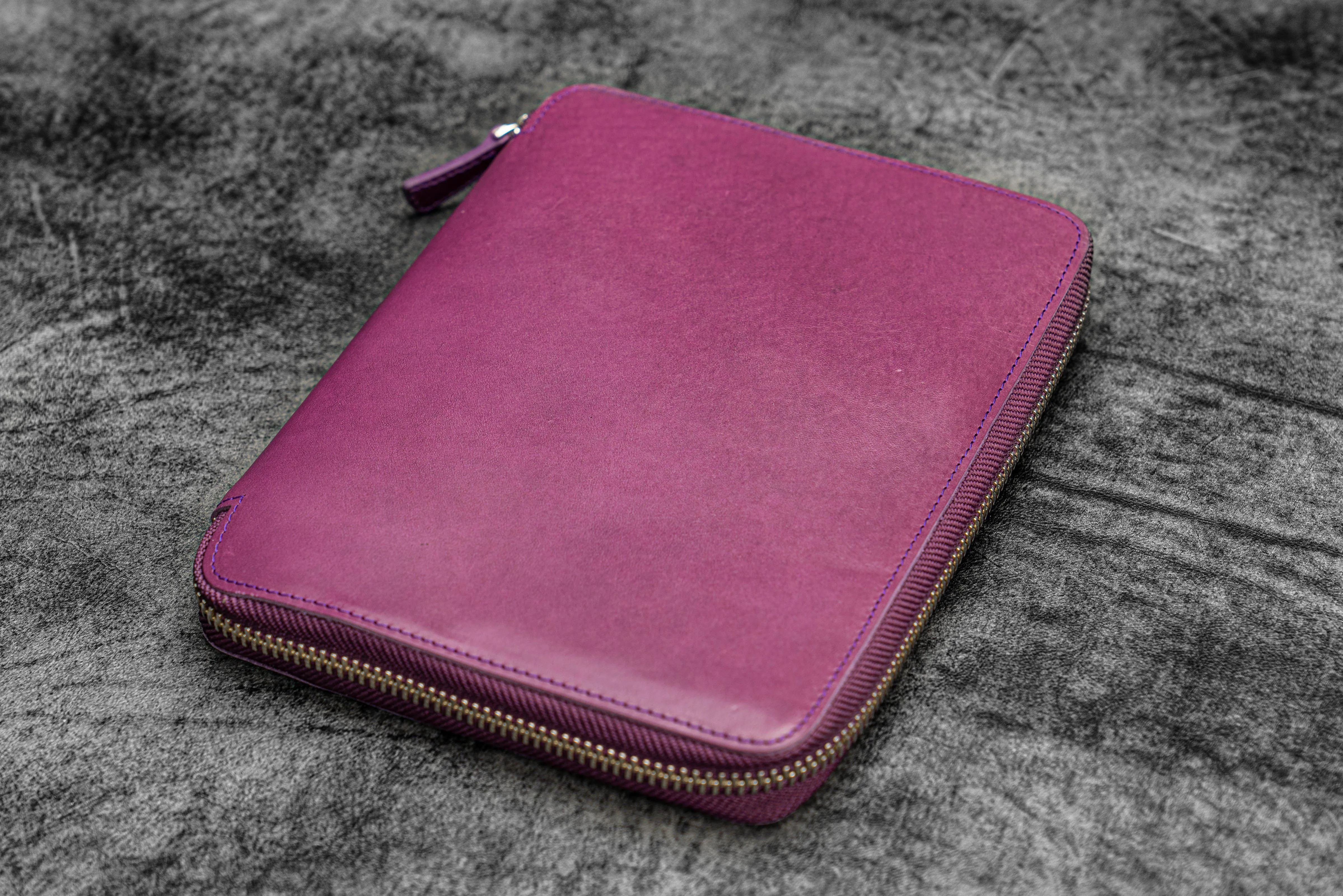 Leather Zippered A5 Leuchtturm1917  Notebook Folio - Purple