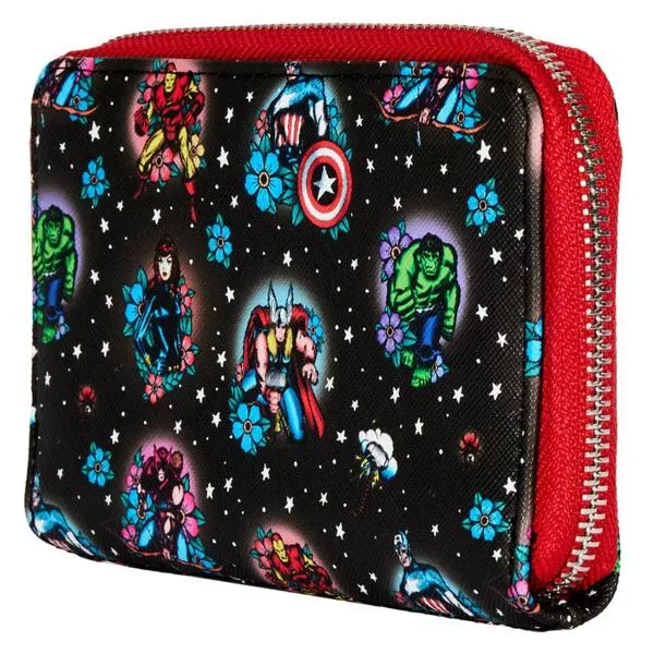 Loungefly Marvel Comics - Avengers Floral Tattoo Zip Purse