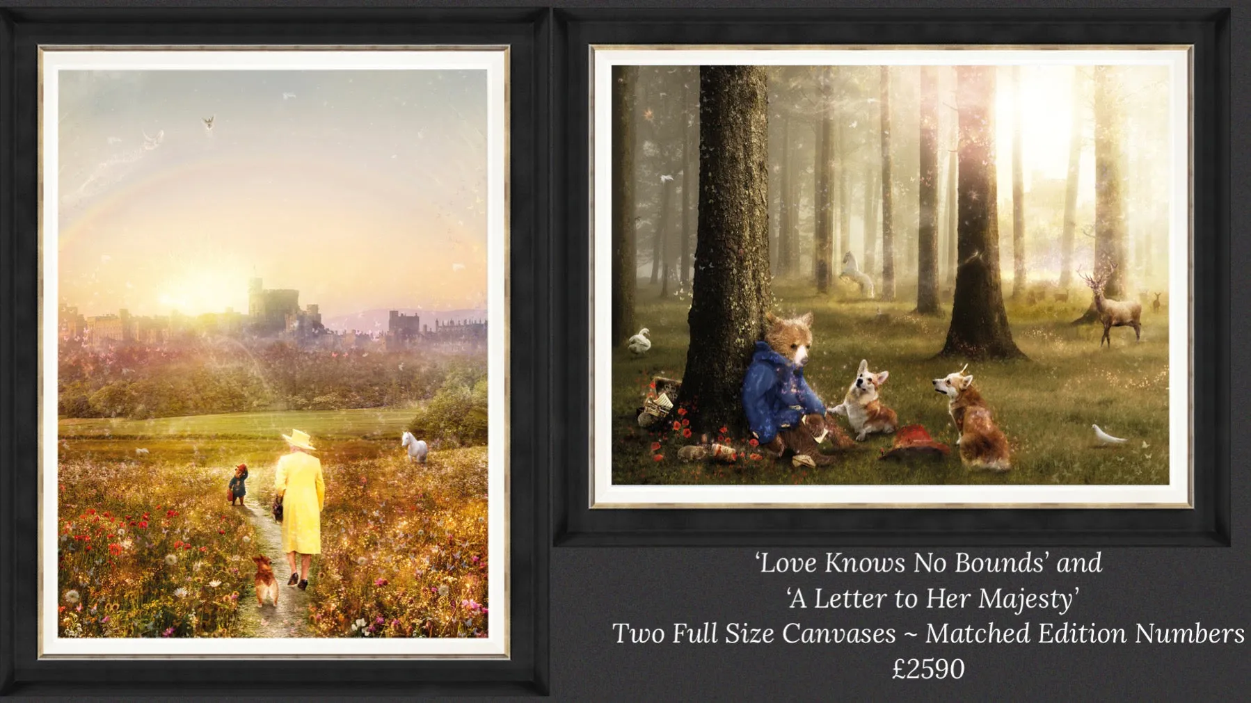 Love Knows No Bounds AND A Letter To Her Majesty Hand Embellished Canvas by Mark Davies