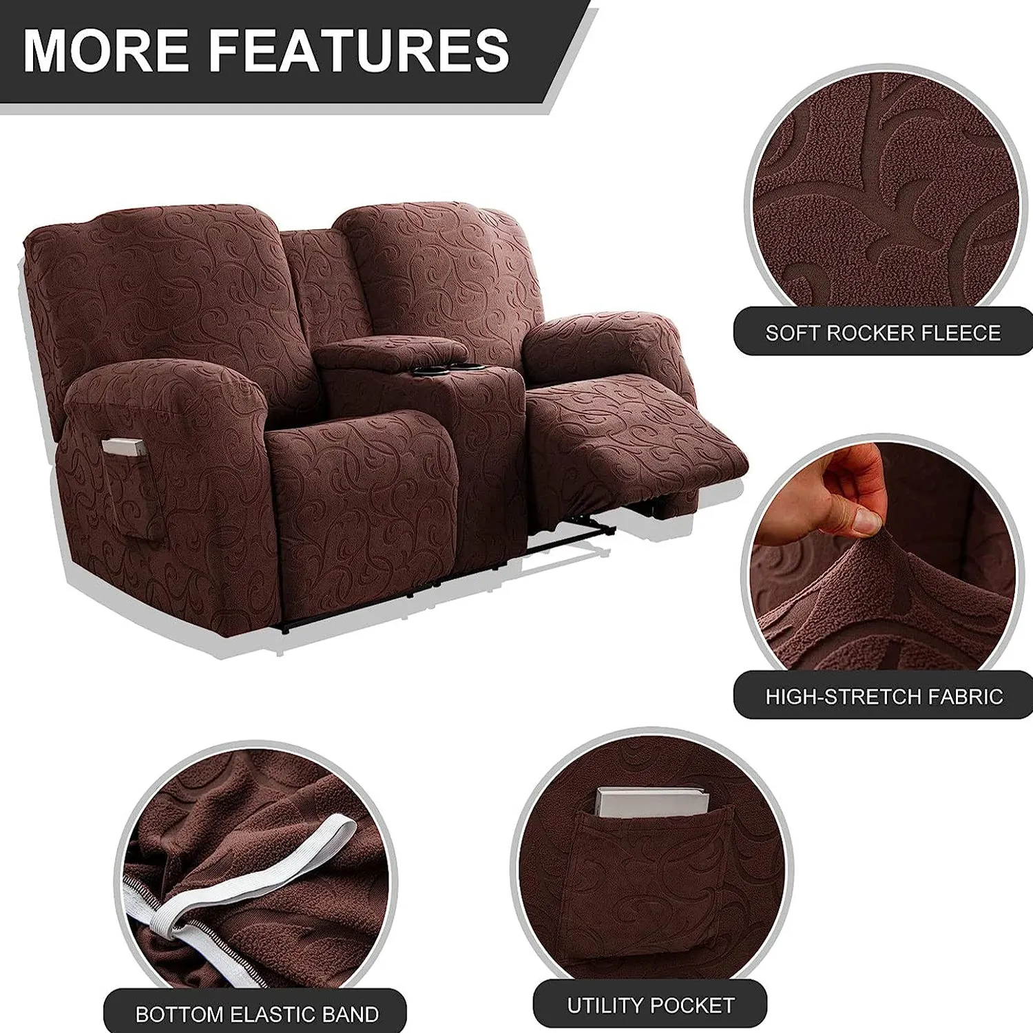 Loveseat Recliner Cover with Center Console