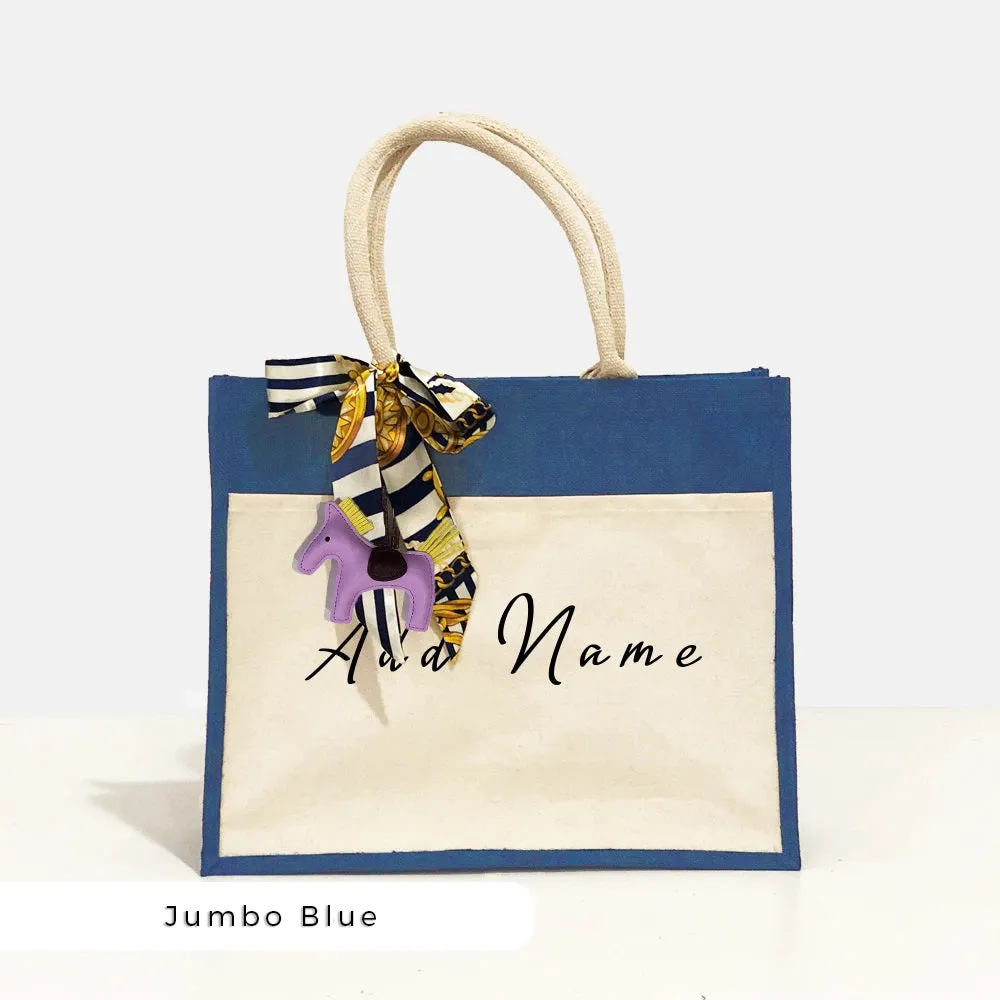 Lux JUMBO Jute Tote Bag [FREE Custom Add Name]