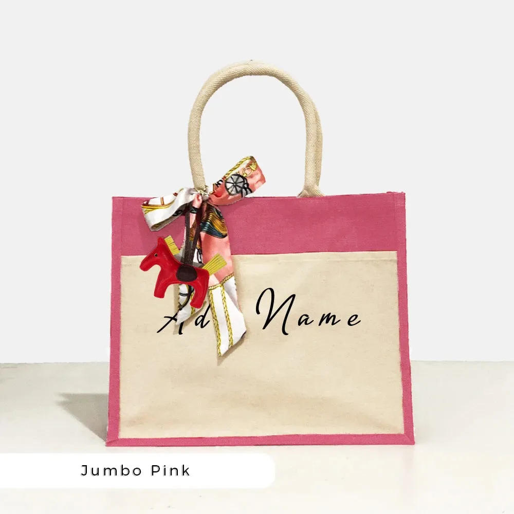 Lux JUMBO Jute Tote Bag [FREE Custom Add Name]