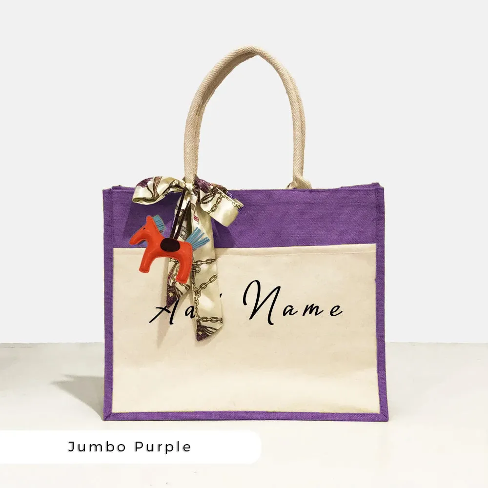 Lux JUMBO Jute Tote Bag [FREE Custom Add Name]