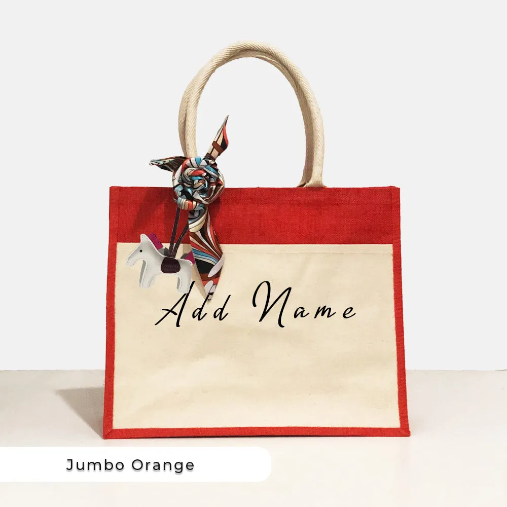 Lux JUMBO Jute Tote Bag [FREE Custom Add Name]