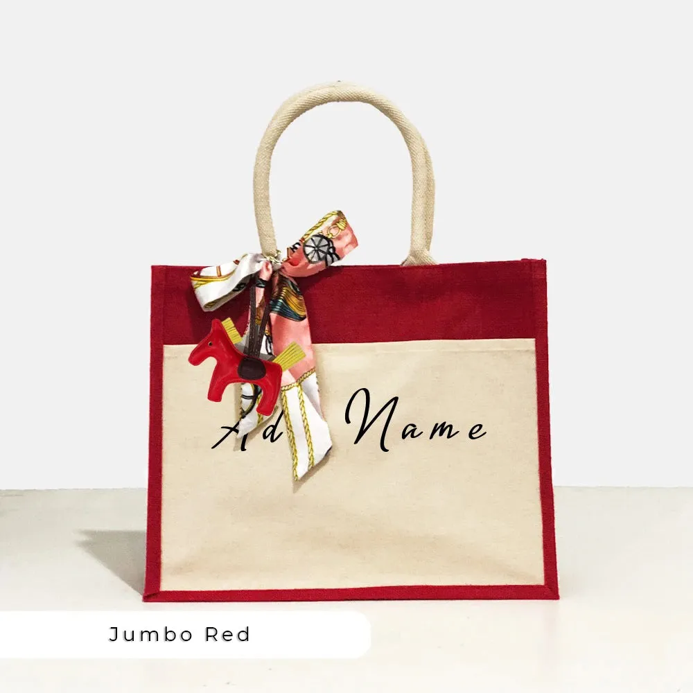 Lux JUMBO Jute Tote Bag [FREE Custom Add Name]