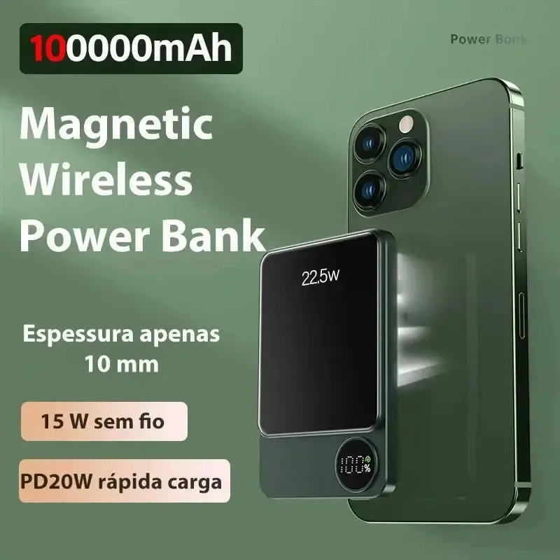 Magnetic Powerbank Wireless Power Bank Magnetic 100000mAh Portable Powerbank Fast Charger For iPhone Xiaomi Samsung For All Magnetic Series Phone