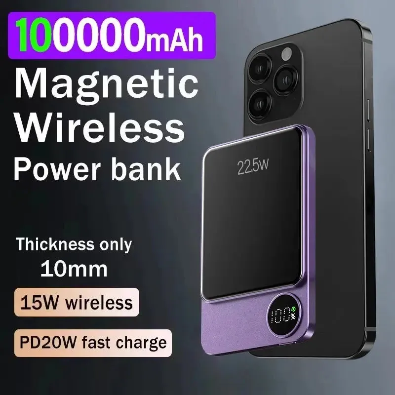 Magnetic Powerbank Wireless Power Bank Magnetic 100000mAh Portable Powerbank Fast Charger For iPhone Xiaomi Samsung For All Magnetic Series Phone