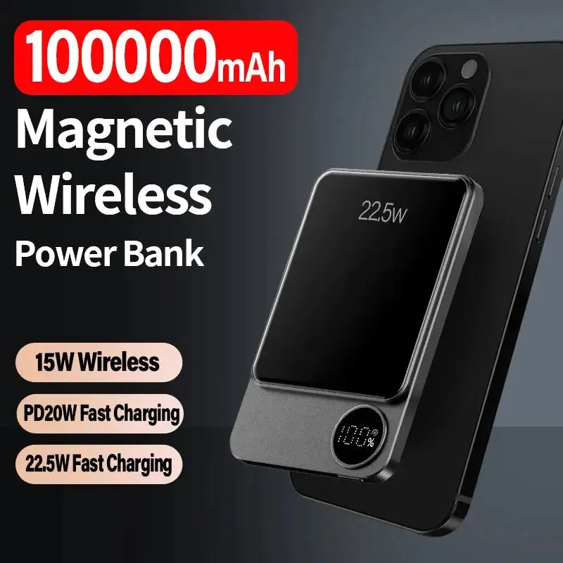 Magnetic Powerbank Wireless Power Bank Magnetic 100000mAh Portable Powerbank Fast Charger For iPhone Xiaomi Samsung For All Magnetic Series Phone