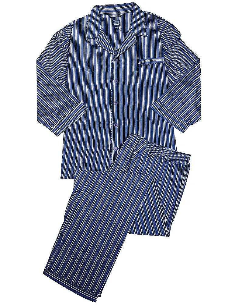 Majestic International Mens Big & Tall Long Sleeve Broadcloth Sleep Pajama Set, 35564