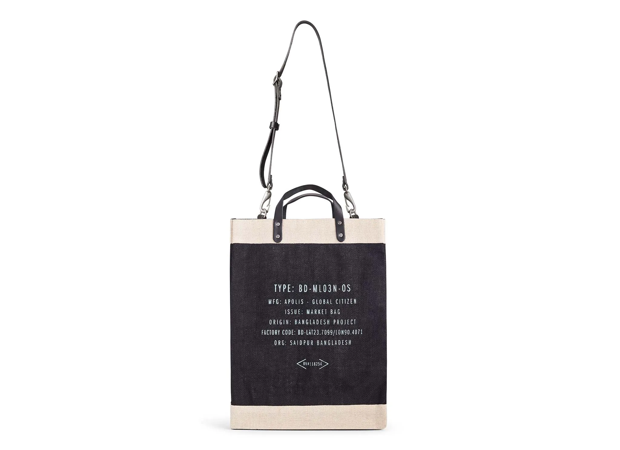 Market Bag in Black with Black Strap - Wholesale