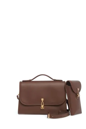 Medium Leonora Flap Bag in Chocolate Leather