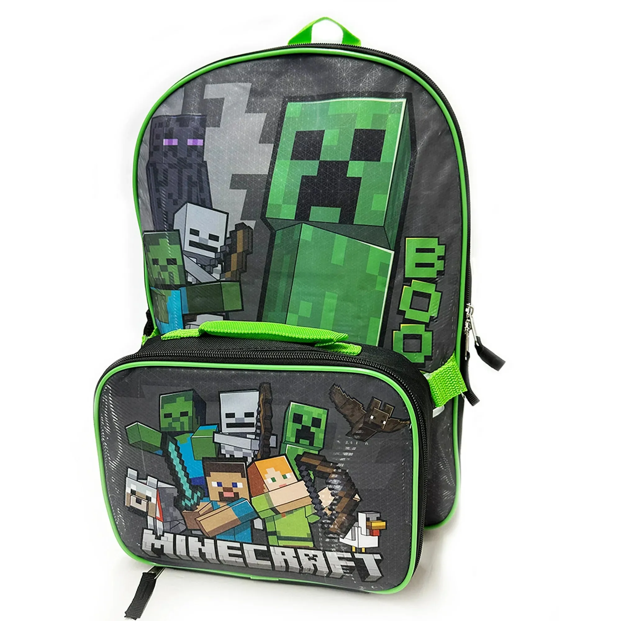 Minecraft Backpack Large 16 inch with Lunch Bag