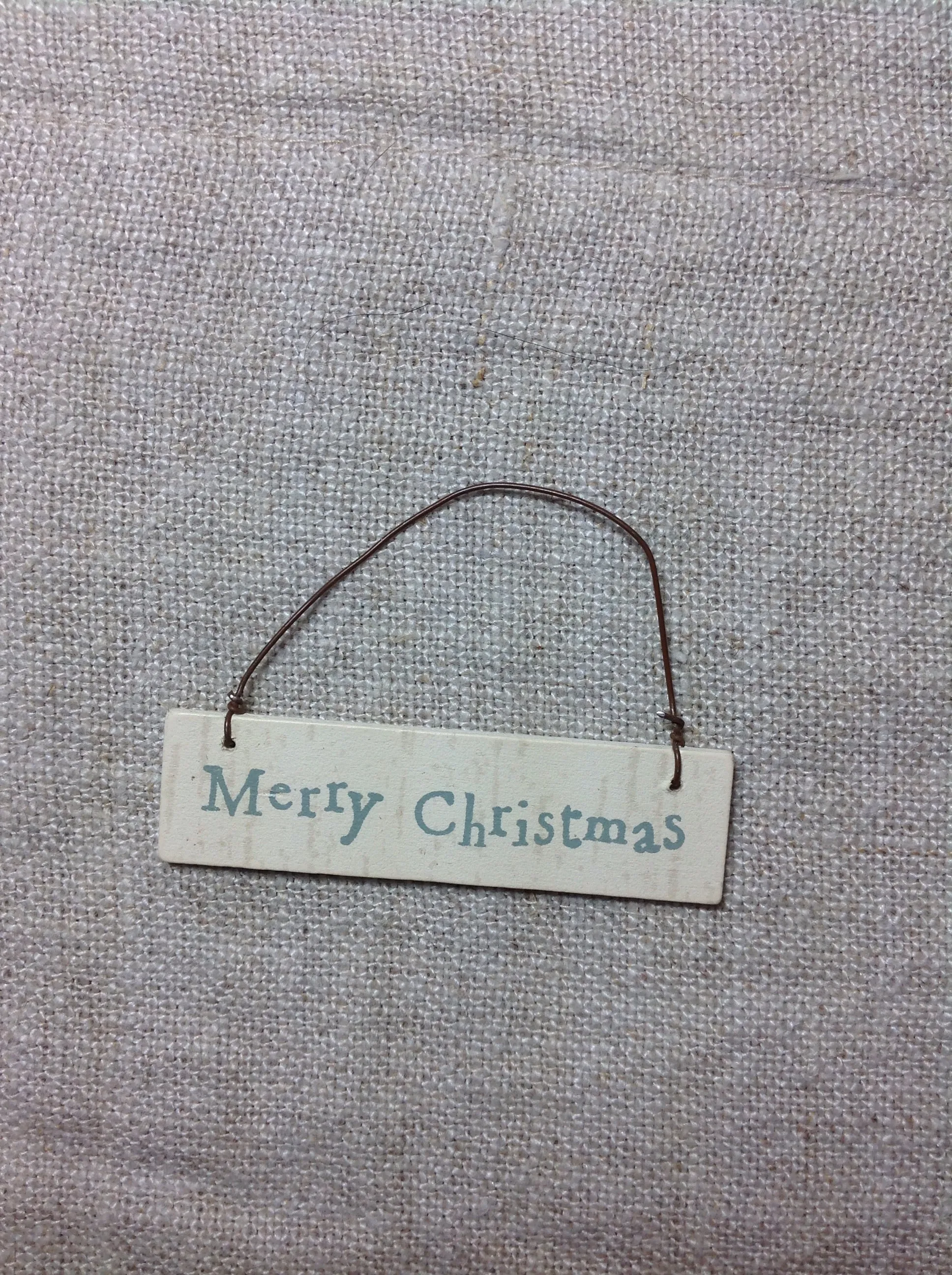 Mini Cream hanging sign Let it snow or Merry Christmas East of india