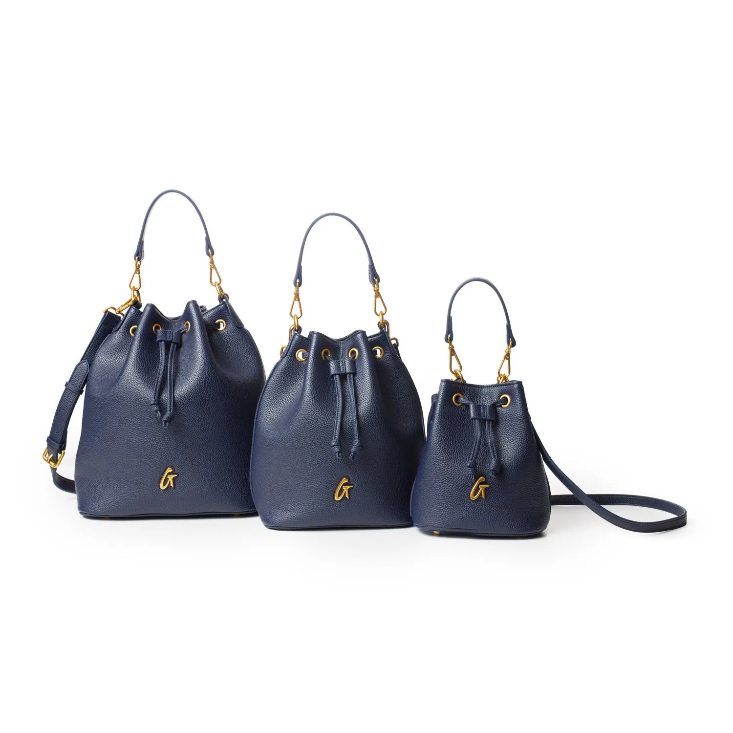 MINI PEBBLE BUCKET BAG - NAVY