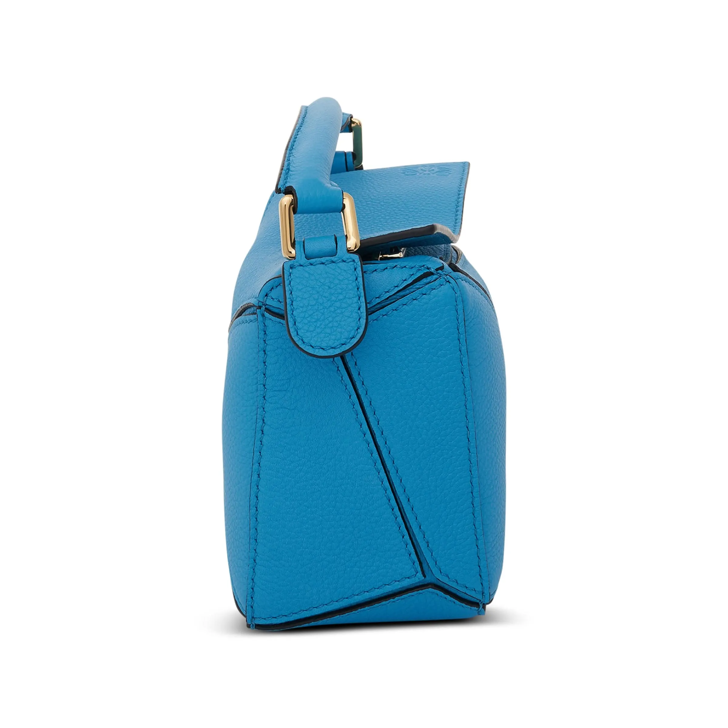 Mini Puzzle Bag in Soft Grained Calfskin in Cyan