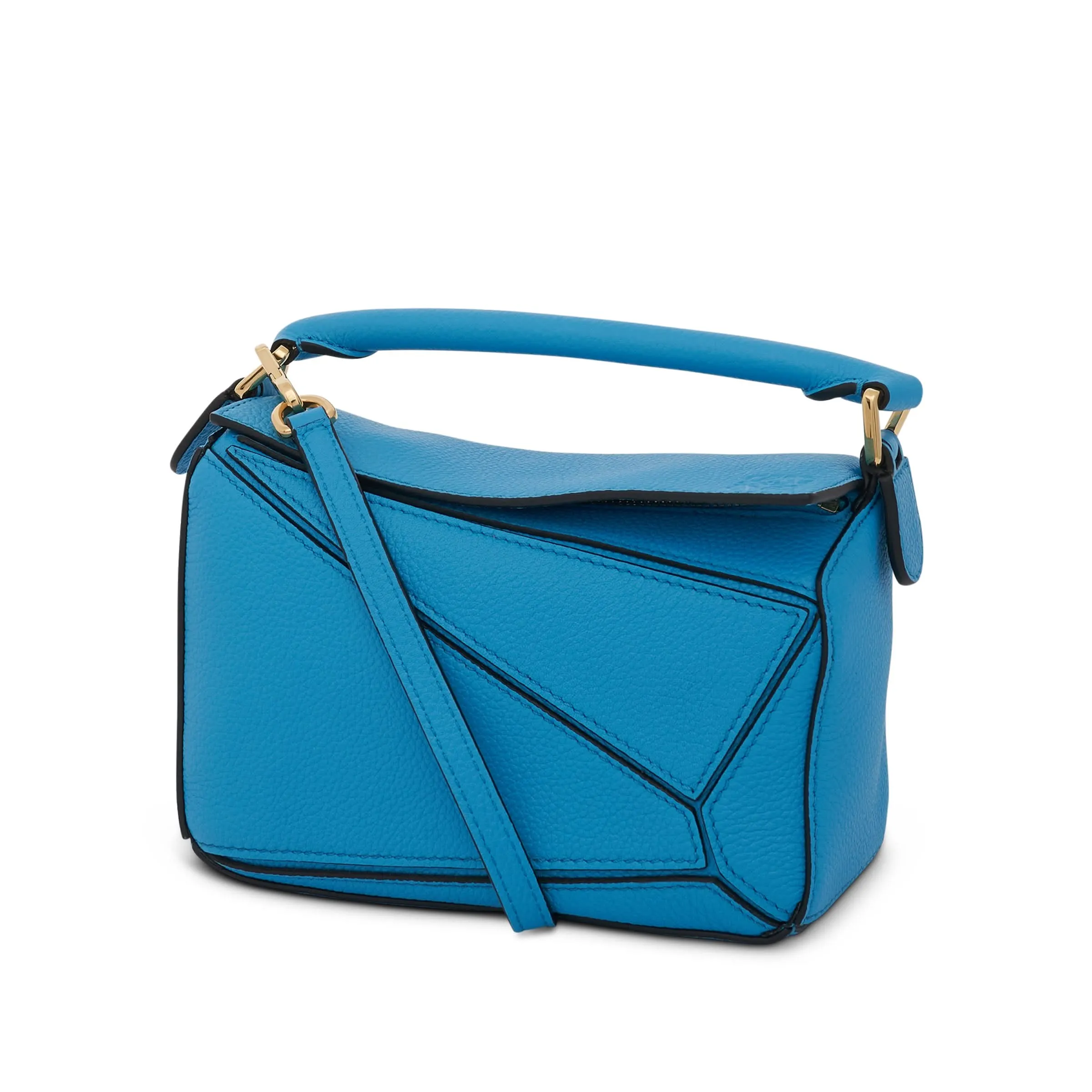 Mini Puzzle Bag in Soft Grained Calfskin in Cyan