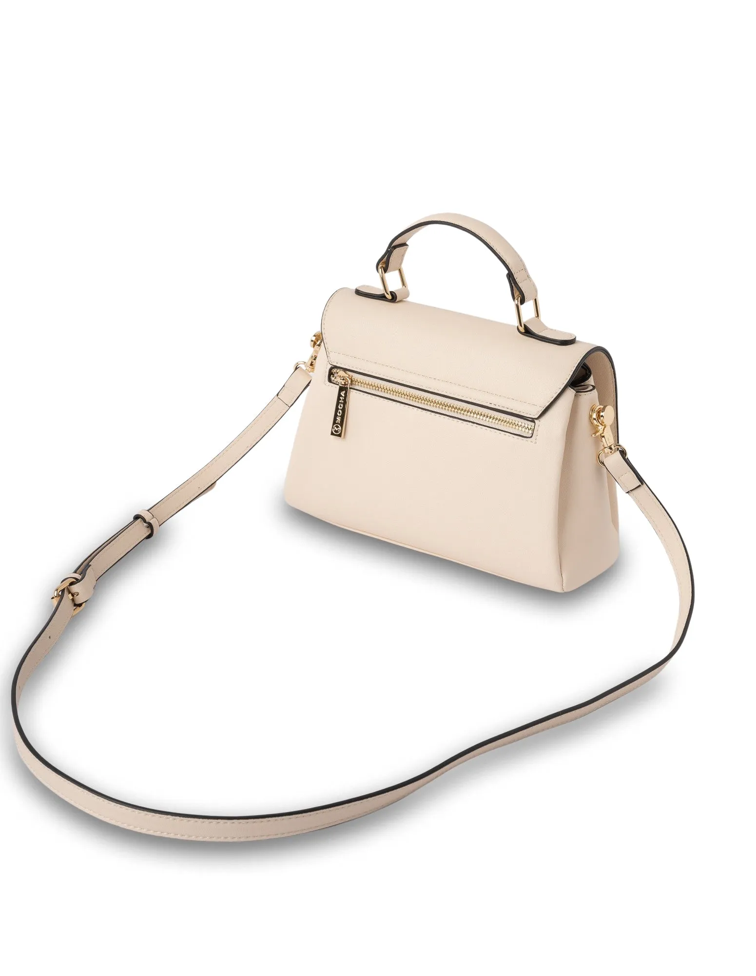 Mocha Daisy Top Handle Crossbody Bag - Cream