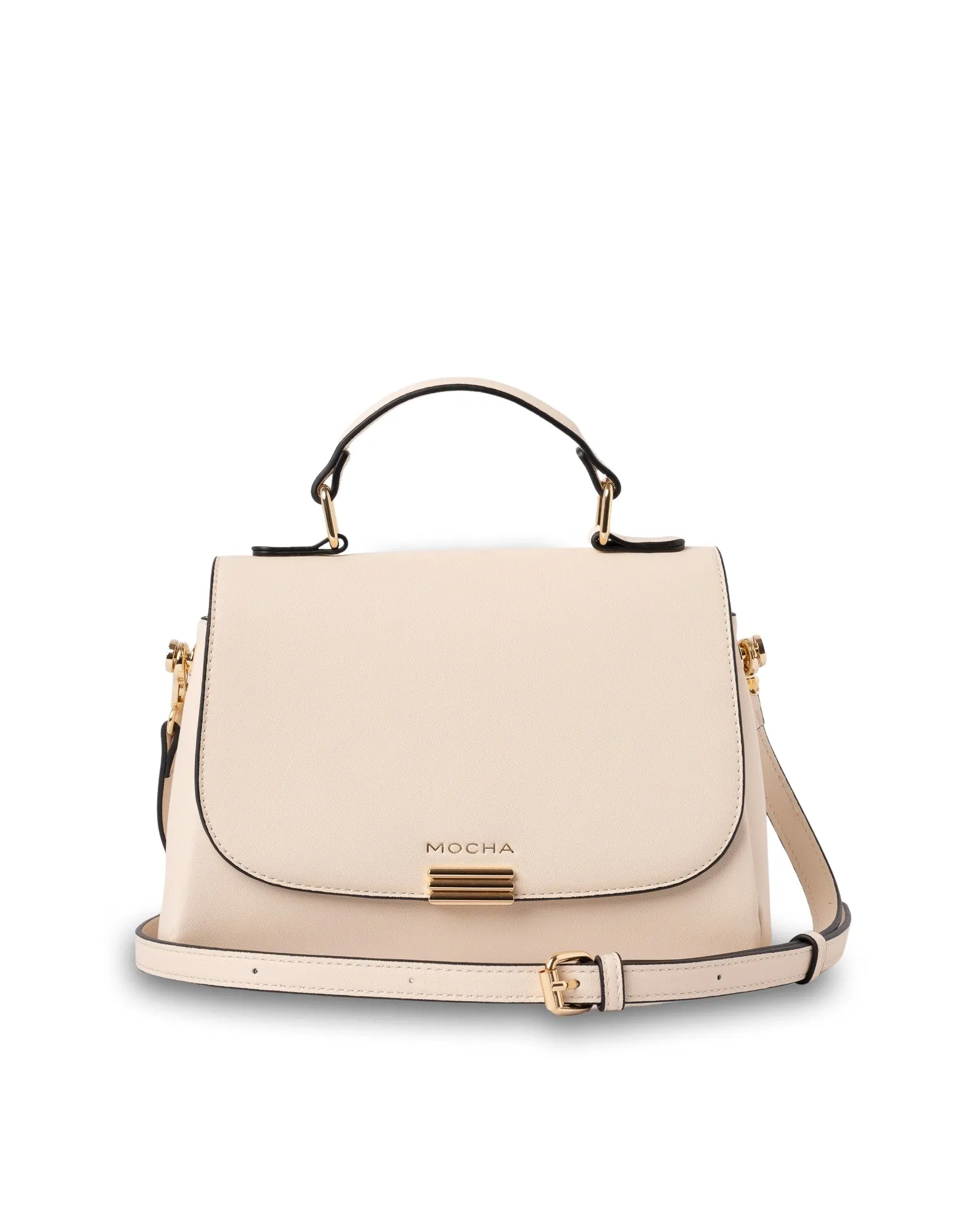 Mocha Daisy Top Handle Crossbody Bag - Cream