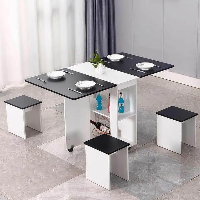 Modern Foldable Wheeled Dining Table Set