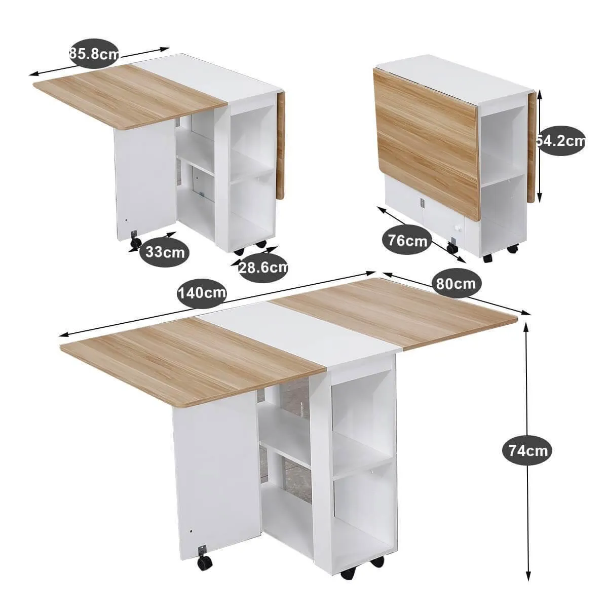 Modern Foldable Wheeled Dining Table Set