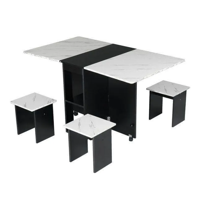 Modern Foldable Wheeled Dining Table Set