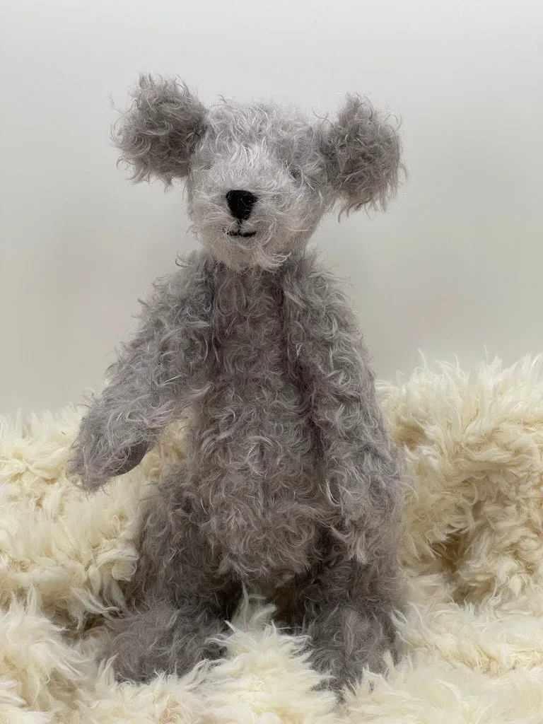 Mohair Teddy Bear Making Kit - Eddie 33cm - NEW Curly Silver Grey Steiff Schulte Fabric Mohair