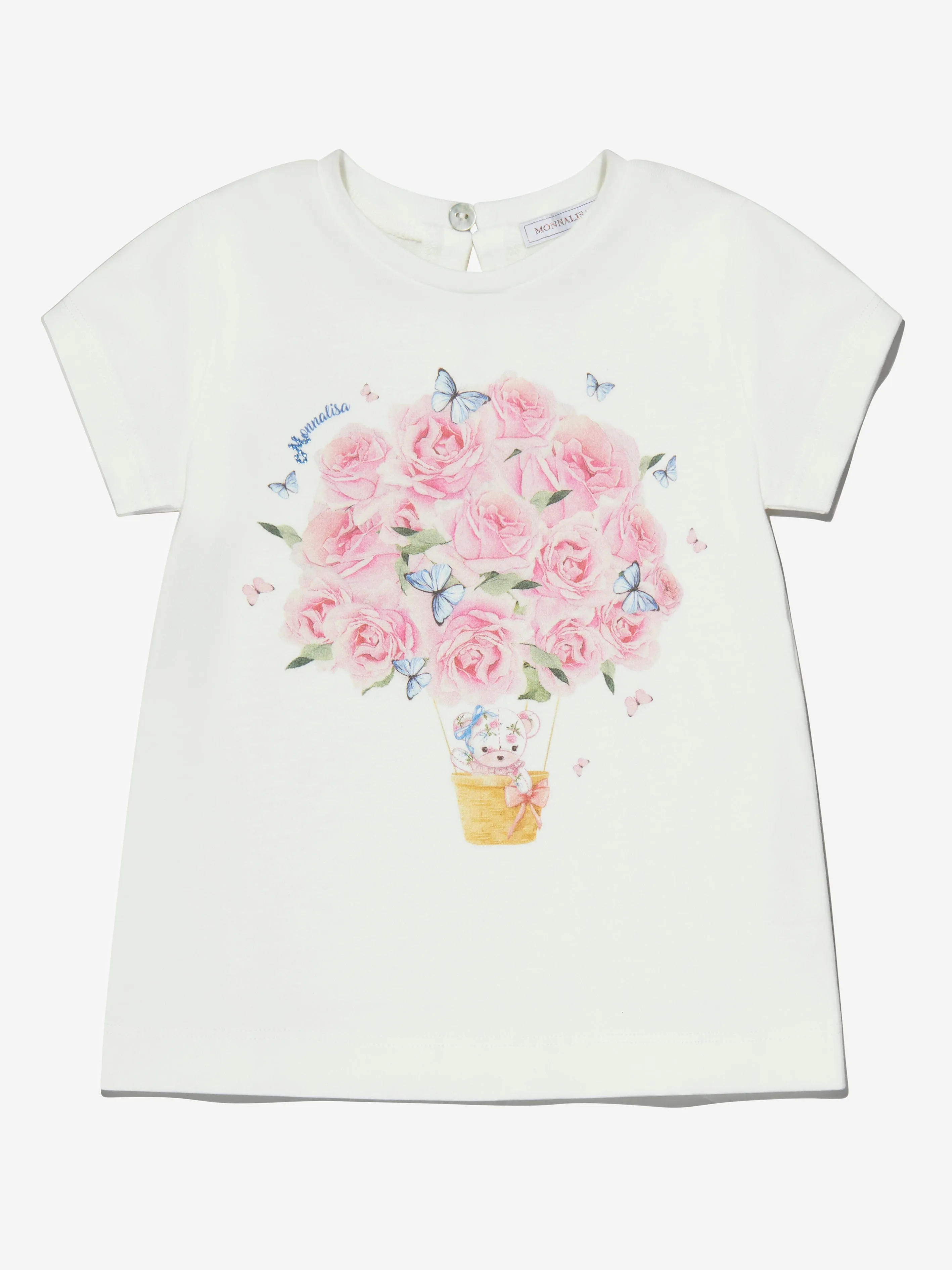 Monnalisa Baby Girls Cotton Teddy And Roses T-Shirt