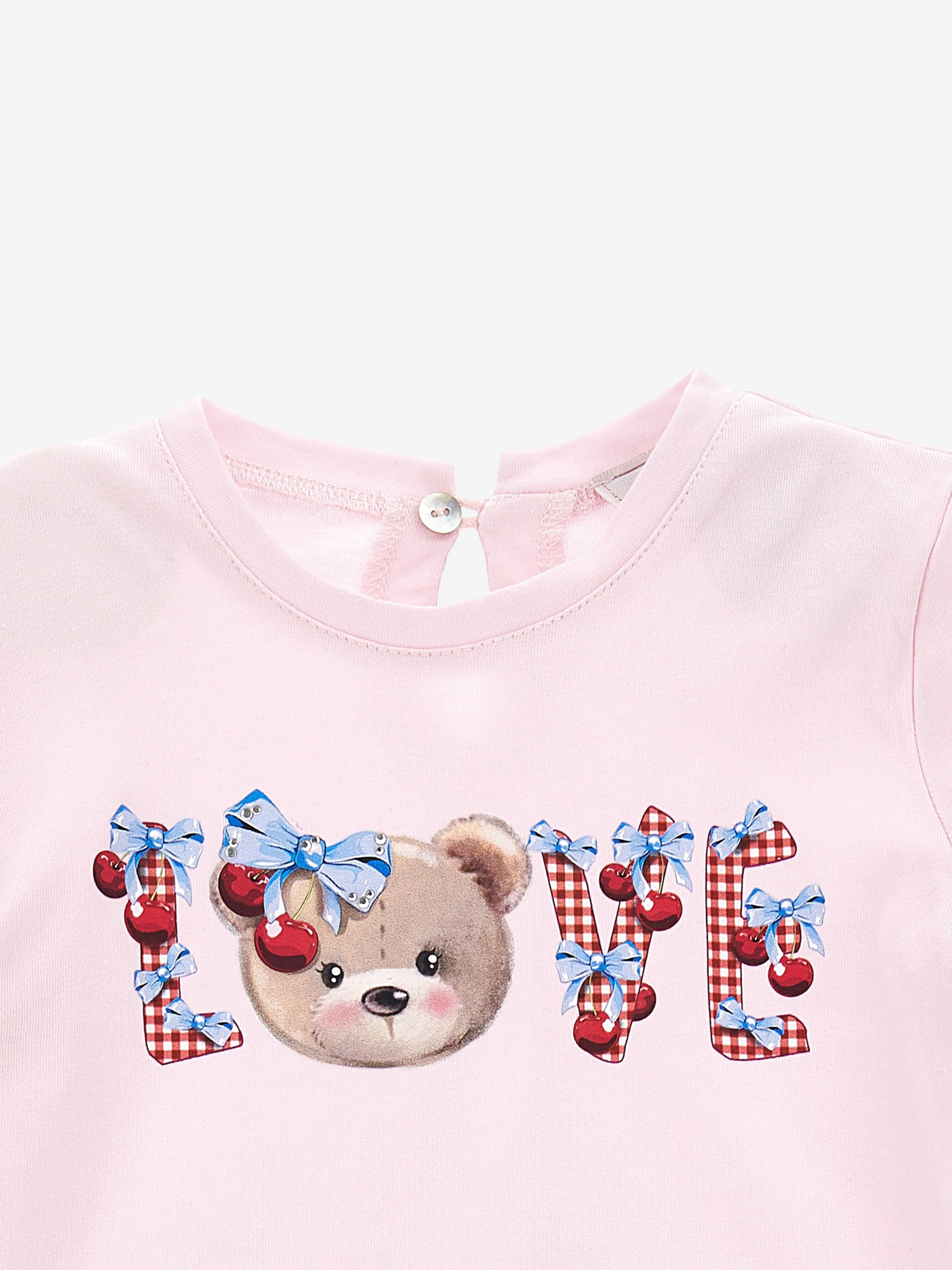 Monnalisa Baby Girls Love Teddy T-Shirt in Pink