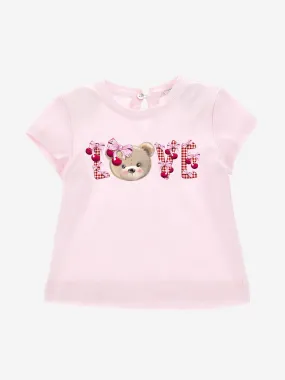 Monnalisa Baby Girls Love Teddy T-Shirt in Pink