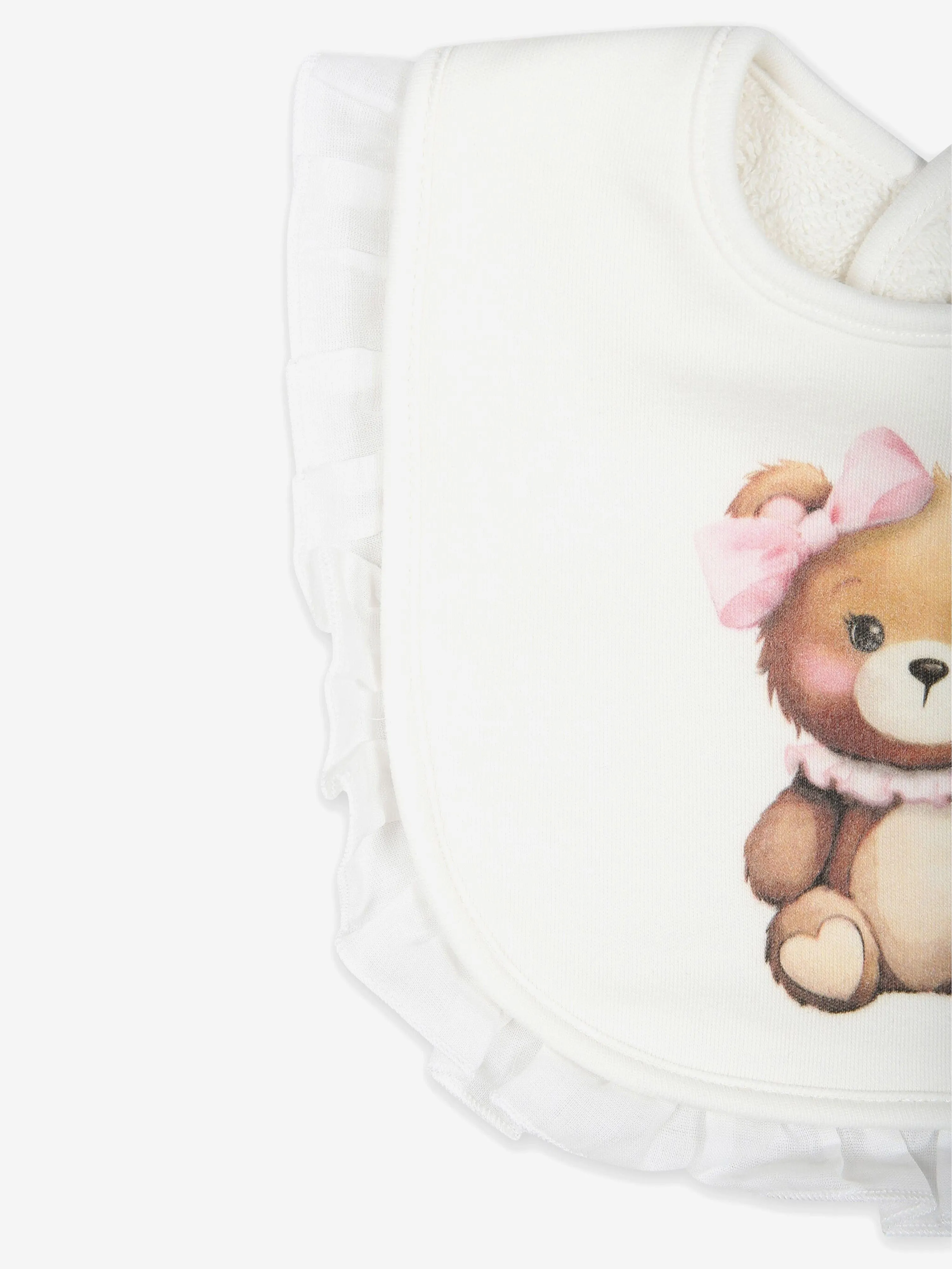 Monnalisa Baby Girls Teddy Bear Bib in White