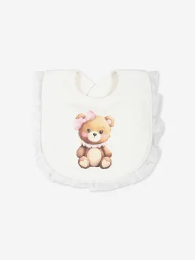 Monnalisa Baby Girls Teddy Bear Bib in White