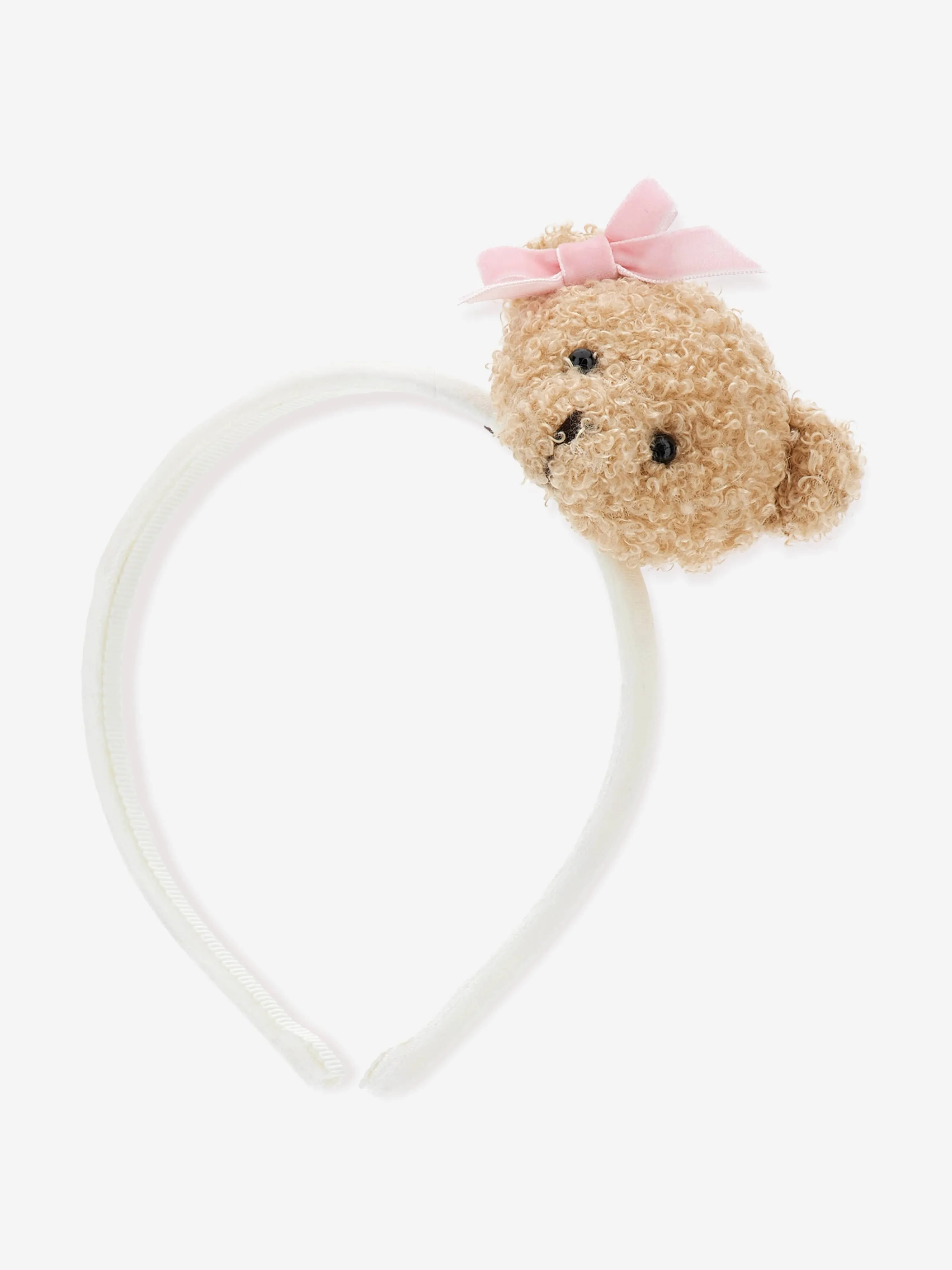 Monnalisa Girls Teddy Bear Headband in White