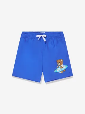 Moschino Boys Teddy Surfer Swim Shorts in Blue