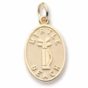 Myrtle Beach Golf Bag Charm in Yellow Gold Plated