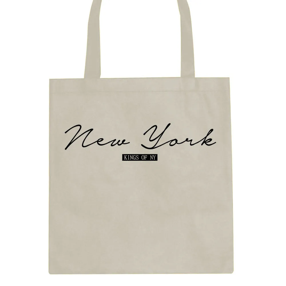 New York Script Typography Tote Bag