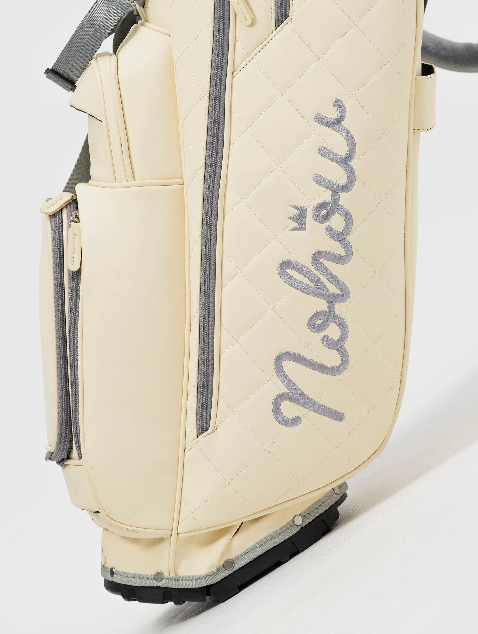 NOHOW LTD GOLF BAG IN CREAM WITH UNIQUE GREY ZIPPERS