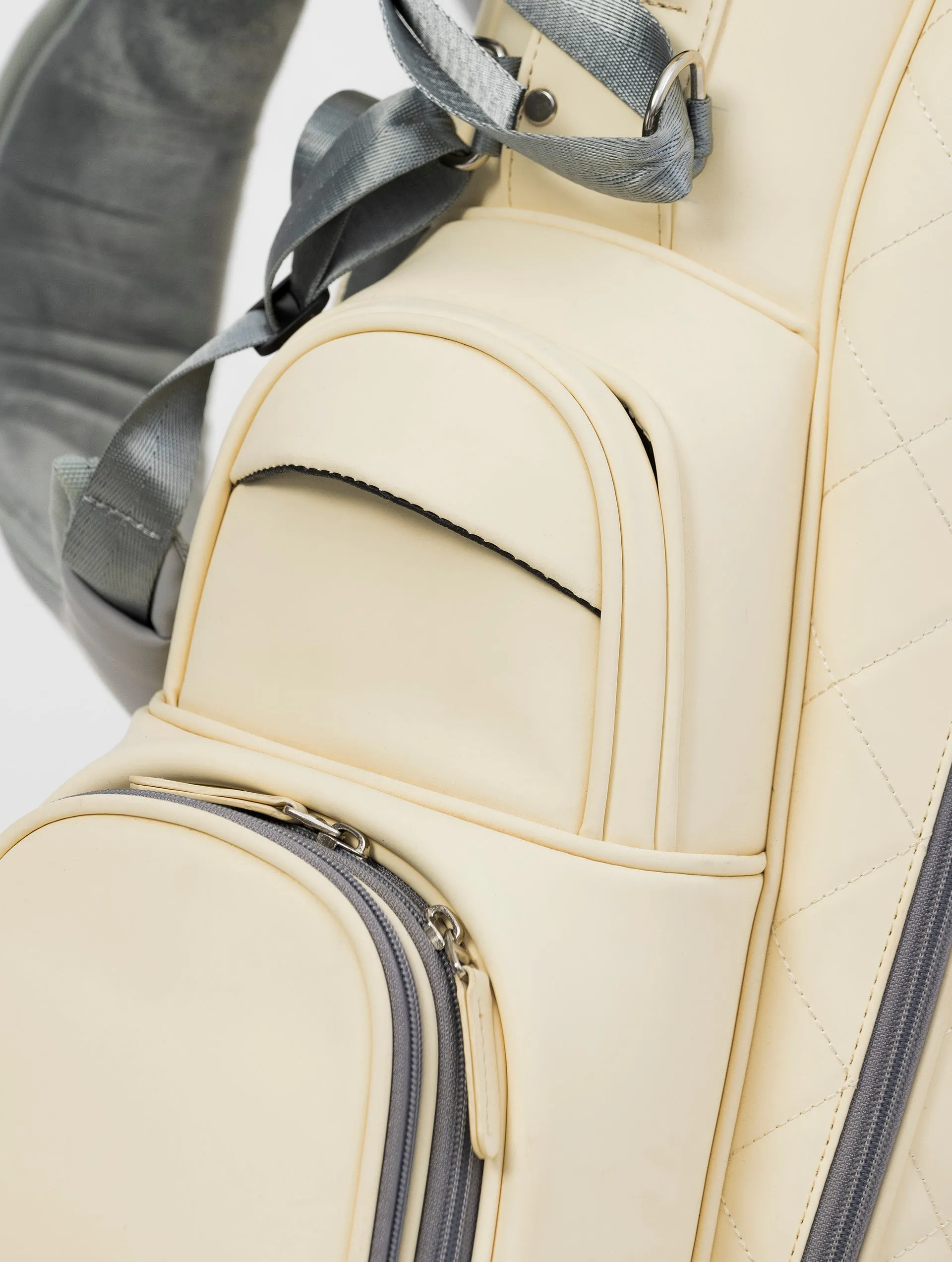 NOHOW LTD GOLF BAG IN CREAM WITH UNIQUE GREY ZIPPERS