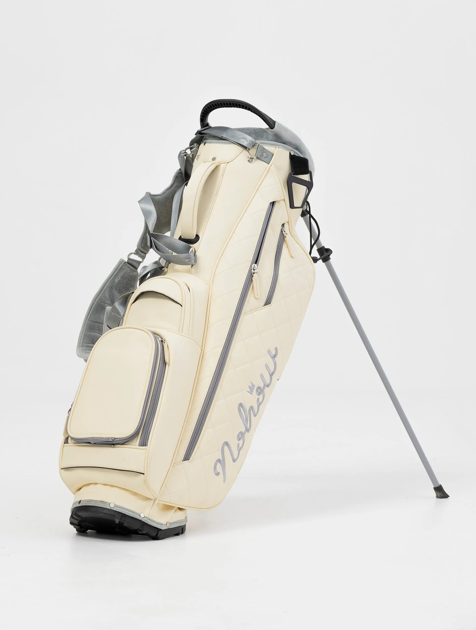 NOHOW LTD GOLF BAG IN CREAM WITH UNIQUE GREY ZIPPERS