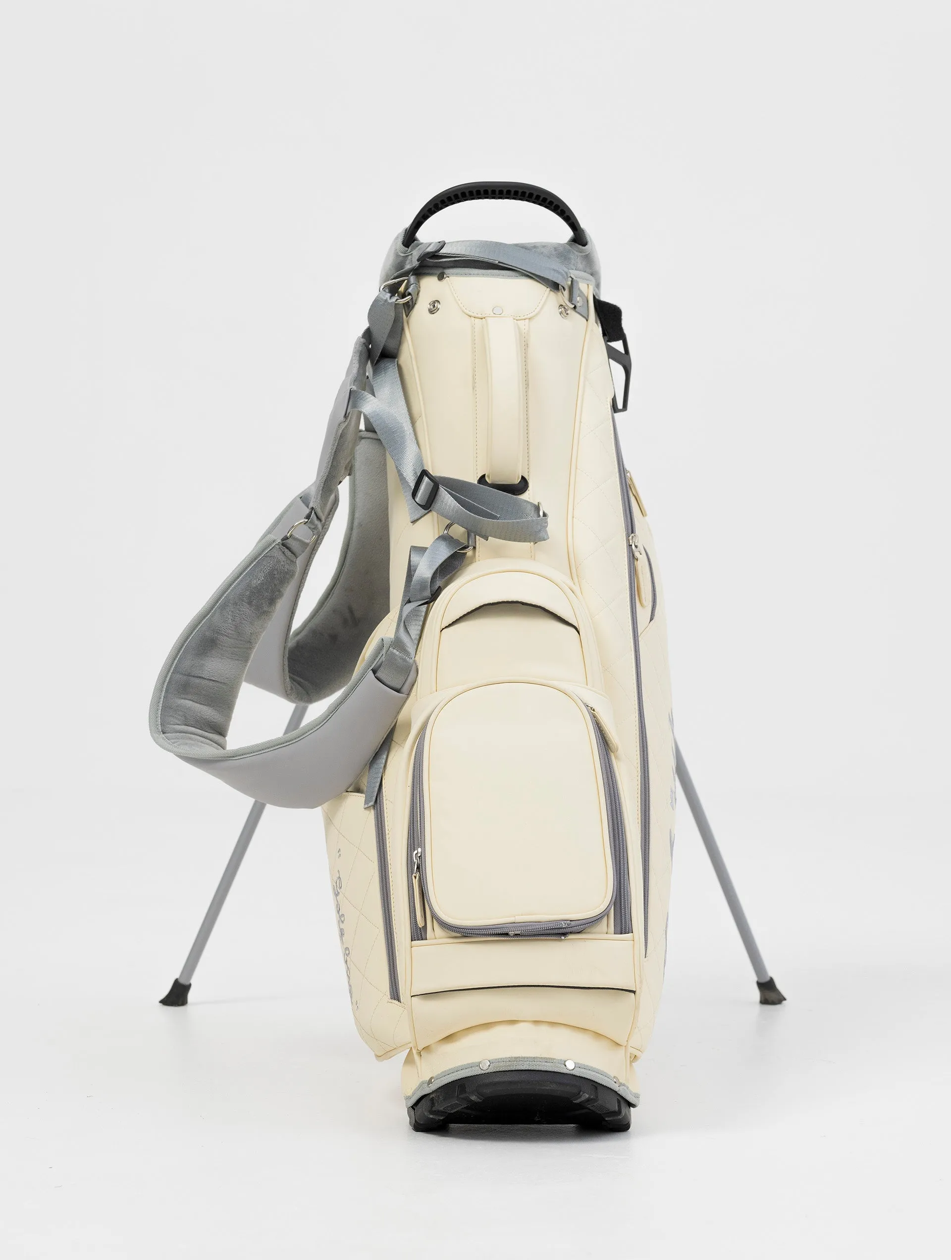 NOHOW LTD GOLF BAG IN CREAM WITH UNIQUE GREY ZIPPERS