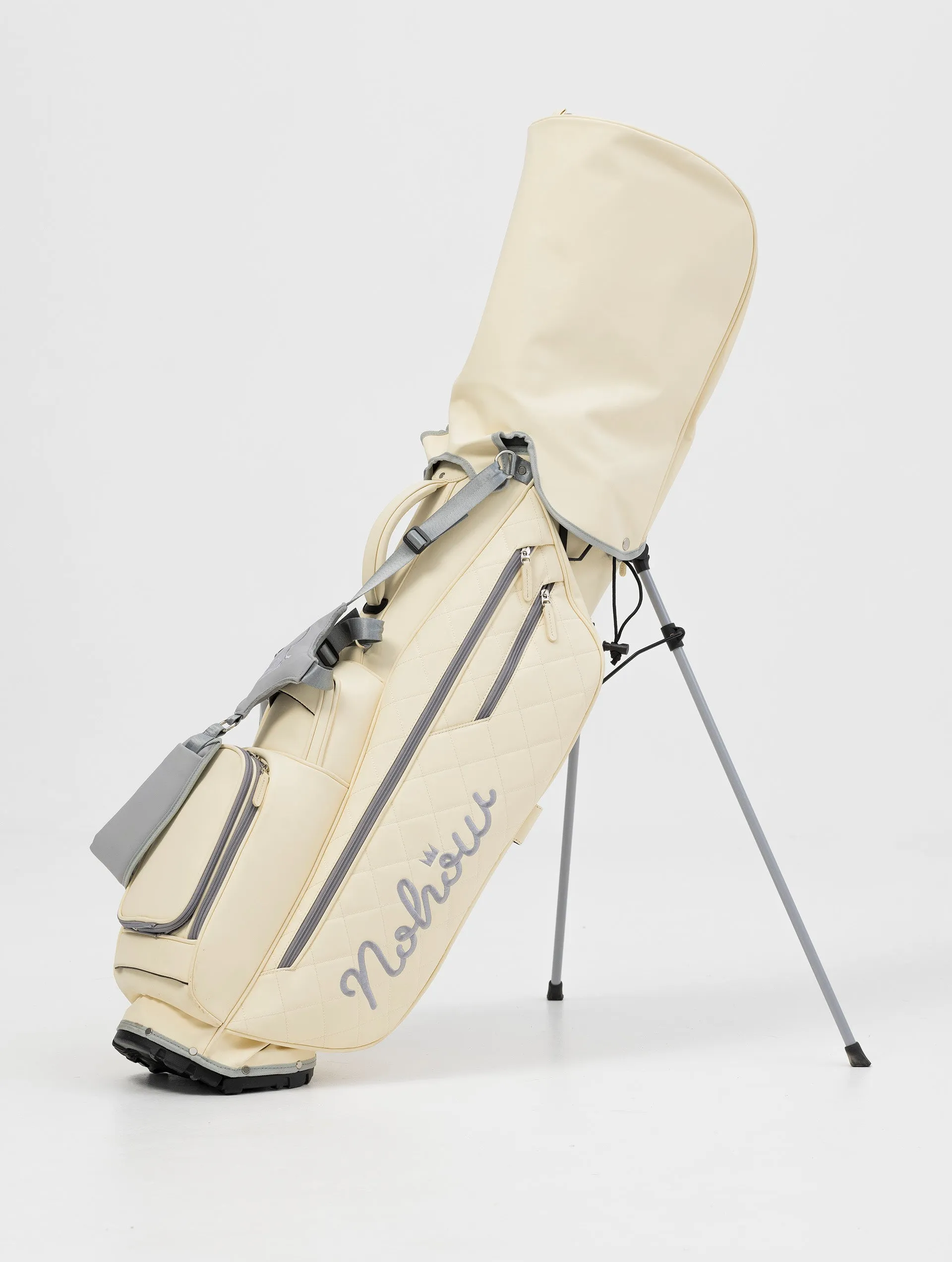 NOHOW LTD GOLF BAG IN CREAM WITH UNIQUE GREY ZIPPERS