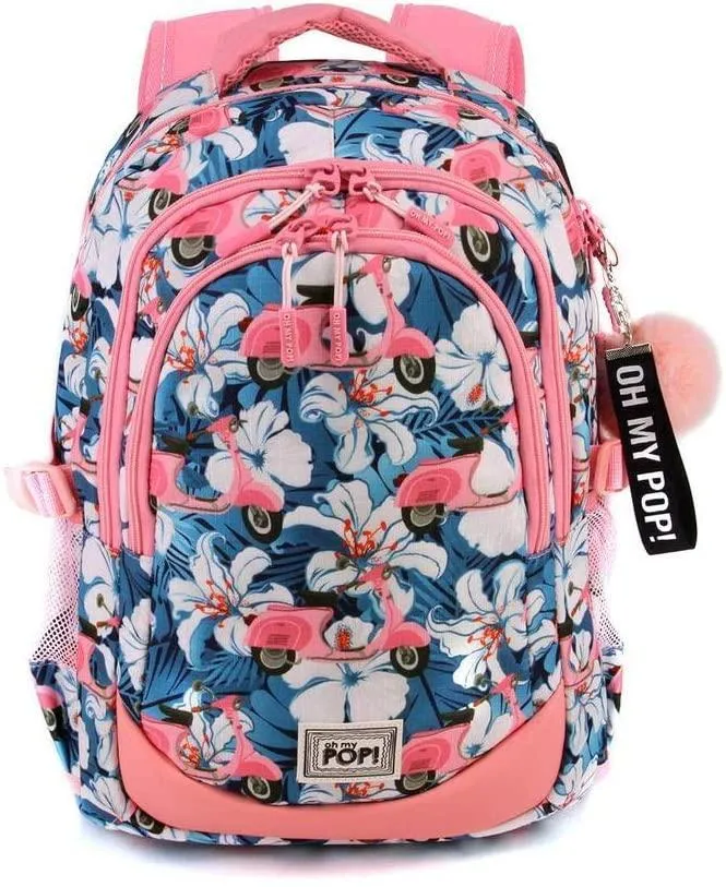 Oh My Pop Pink Scooter-Running HS Backpack Casual Daypack 44cm