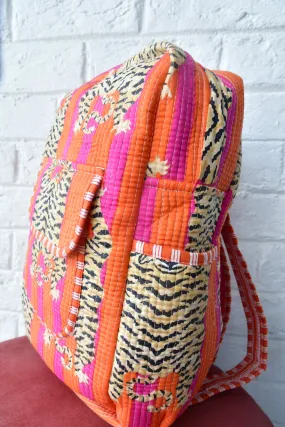 Orange and Pink Tiger Print Backpack