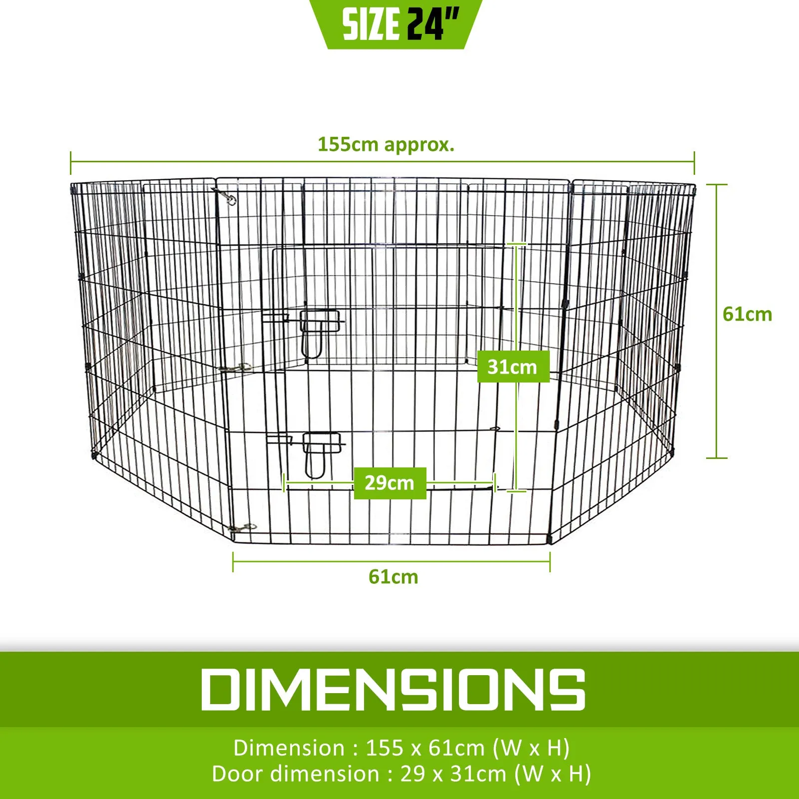 Paw Mate Pet Playpen 8 Panel 24in Foldable Dog Cage   Cover