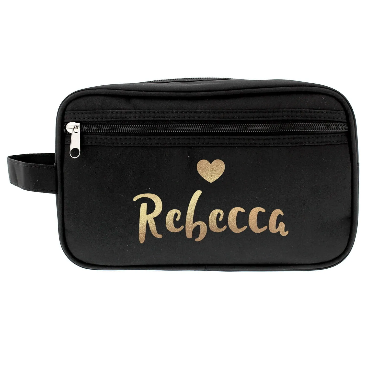 Personalised Gold Name Black Toiletry Bag